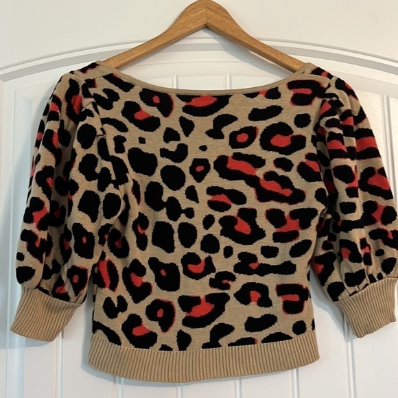 Asos Leopard Knit crop Top Size 4 or small - Picture 4 of 5
